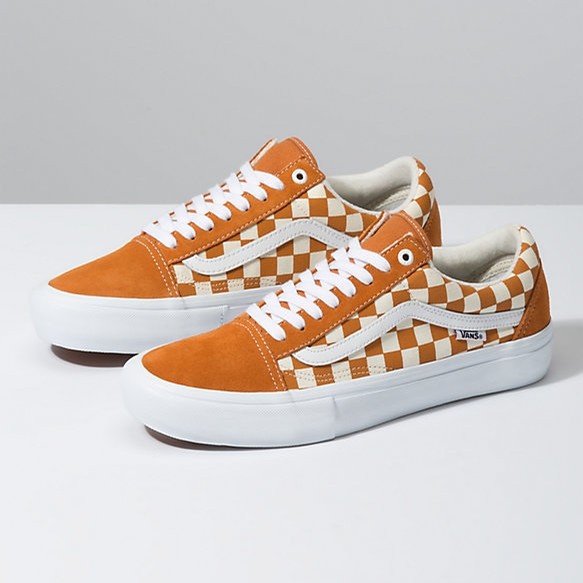orange and white checkerboard vans