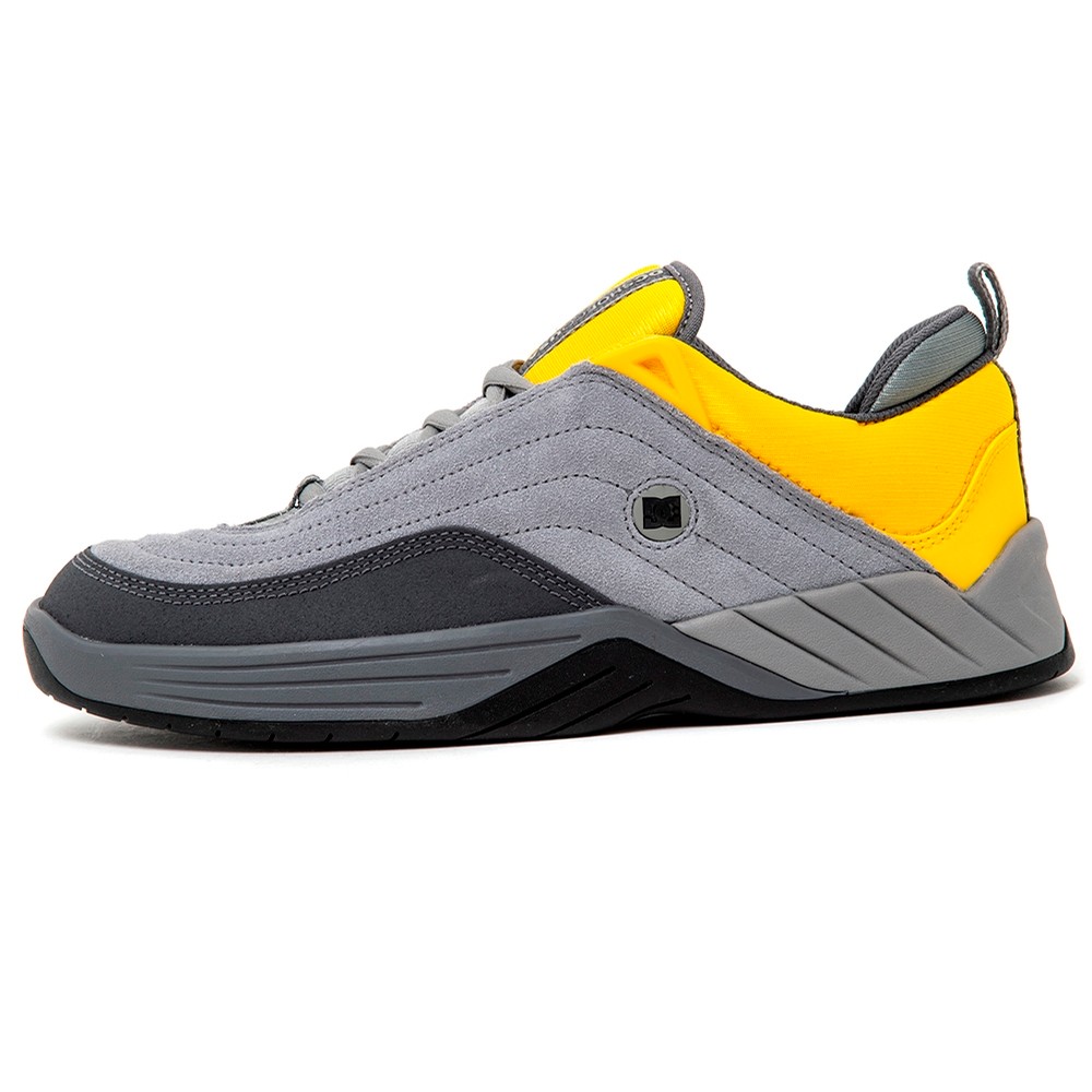 grey and yellow sneakers