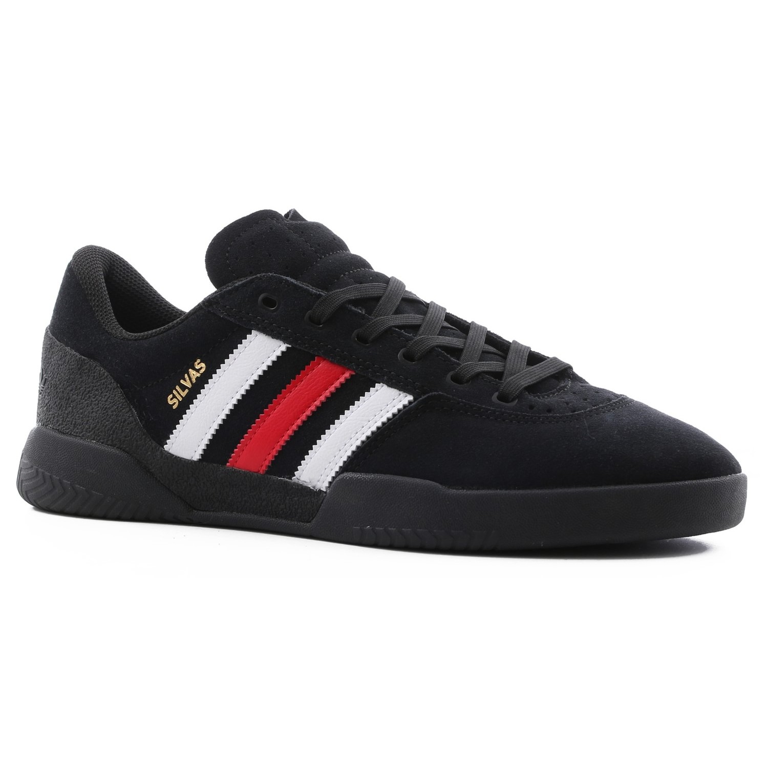adidas city cup silvas black white & red shoes