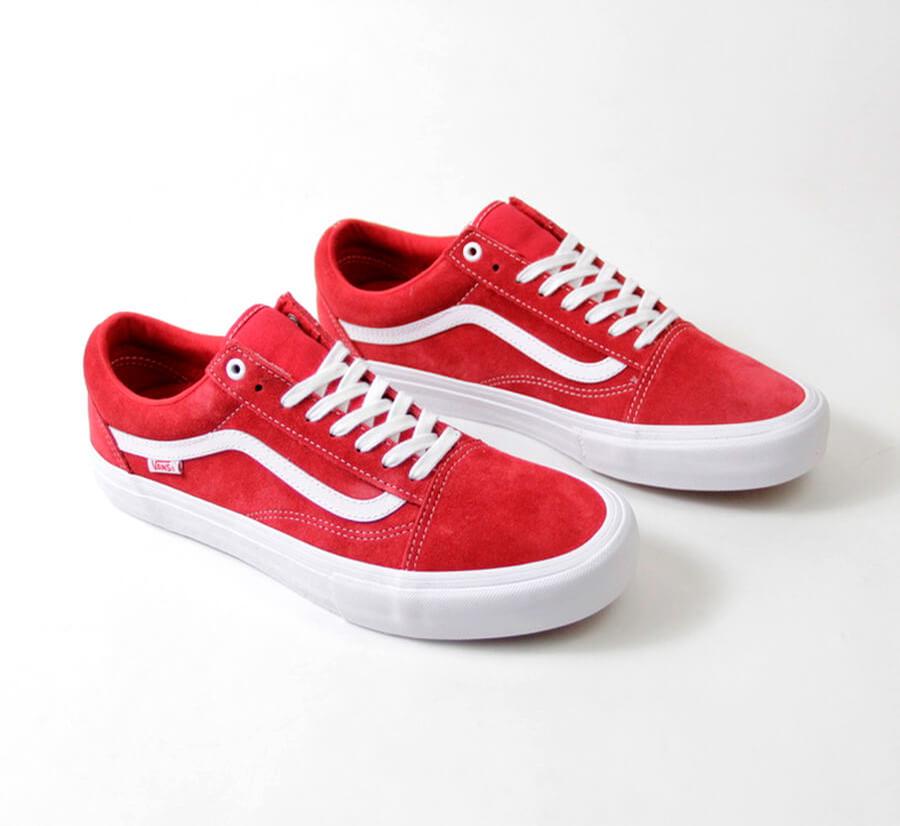 Vans Old Skool Pro (Suede) Red/White Shoes at Embassy